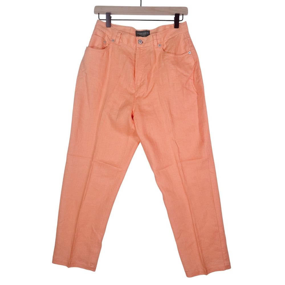 Lauren Jeans Co Ralph Lauren Peach 100% Linen Straight Leg Pants Women's 10P